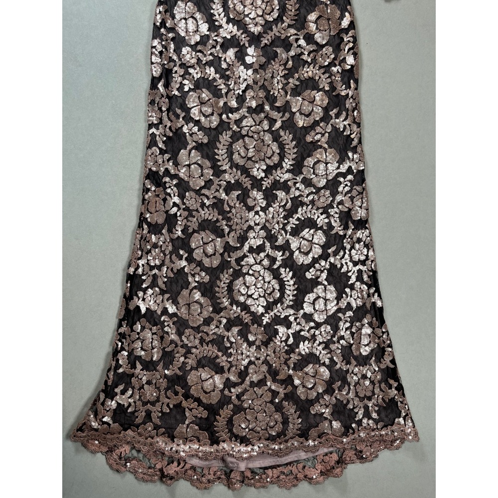 Tadashi Shoji BHLDN Yvonne Gown Women 6 Rose Gold Sequin Lace 3/4 Formal Evening - Picture 10 of 10